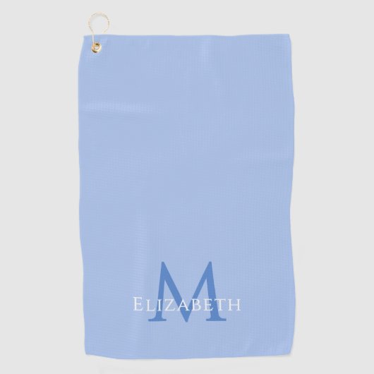 Elegante Blauwe Monogram Naam Initiaal Op Maat Golfhanddoek (Voorkant)