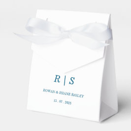 Elegante Blauwe Monogram Wedding Favoriet Box Bedankdoosjes