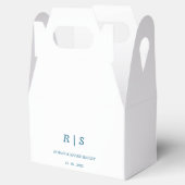 Elegante Blauwe Monogram Wedding Favoriet Box Bedankdoosjes (Geopend)