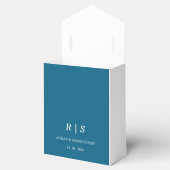 Elegante Blauwe Monogram Wedding Favoriet Box Bedankdoosjes (Geopend)