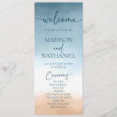 Elegante Blauwe Oceaan Strand Oever Zand Trouw Programma (Voorkant)