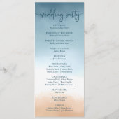 Elegante Blauwe Oceaan Strand Oever Zand Trouw Programma (Achterkant)