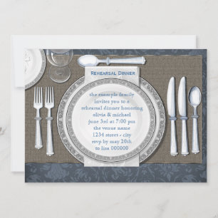 Elegante blauwe oefen diner uitnodigingen