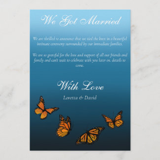 Elegante Blauwe Ombre Romantische Monarchvlinder Kaart