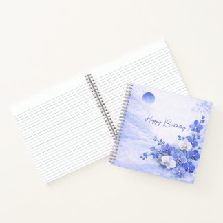 Elegante Blauwe Orchidee Verjaardag Notitieboek