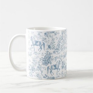 Elegante Blauwe Paardensport Bloemstuk Toile Koffiemok