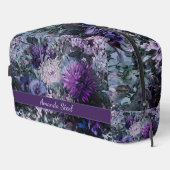 Elegante blauwe paarse bloemen monogram toilettasje (Rechterhoek)