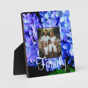 Elegante blauwe paarse bloemige hortensia's fotoplaat