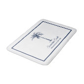 Elegante blauwe palmboom gepersonaliseerd badmat (Gekanteld)
