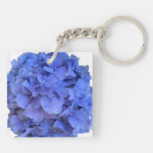 Elegante blauwe periwinkle bloemhydrangea's sleutelhanger (Achterkant)