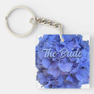 Elegante Blauwe periwinkle bloemige hortensia's Sleutelhanger