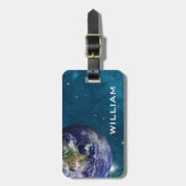 Elegante blauwe planeet Aarde Ruimte Zonnestelsel Bagagelabel (Voorkant verticaal)