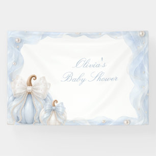Elegante Blauwe Pompoen Boog Baby Shower Achtergro Spandoek