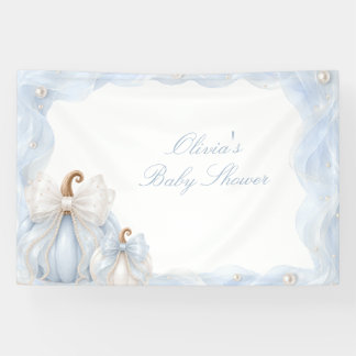 Elegante Blauwe Pompoen Boog Baby Shower Achtergro Spandoek