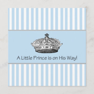 Elegante Blauwe Prins Baby Shower voor Jongen Kaart