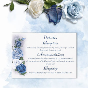 Elegante Blauwe Regency Camee Rozen Informatiekaartje