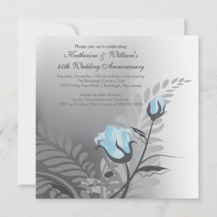 Elegante Blauwe Roos Jubileum Uitnodiging