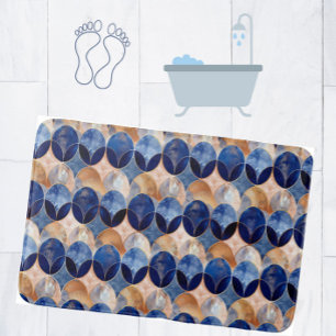 Elegante Blauwe + Rose Gouden Luxe Geometrisch Pat Badmat