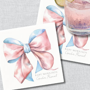 Elegante Blauwe Roze Strik Geslacht Reveal Servet