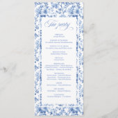 Elegante Blauwe Rozen Franse Toile Huwelijksprogra Programma (Achterkant)