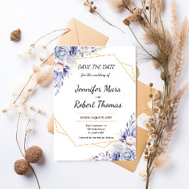 Elegante Blauwe Rozen Save The Date