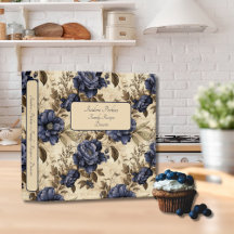 Elegante Blauwe Rozen Vintage Bloemmotief