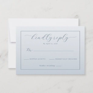 Elegante Blauwe RSVP Kaart