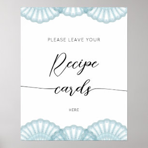 Elegante Blauwe Schelp laat je receptenkaart hier Poster