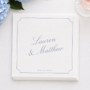 Elegante blauwe schrift huwelijksservetten servet