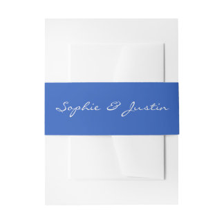Elegante Blauwe Scriptie Bruiloft Uitnodigingen Wikkel