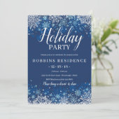 Elegante Blauwe Sneeuwvlok Kerstvakantie Feest Kaart (Staand voorkant)