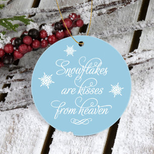 Elegante Blauwe Sneeuwvlokken Zijn Kusjes Aandenke Ornament