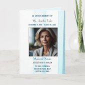 Elegante Blauwe Stof Overlijdensservice Programma (Voorkant)