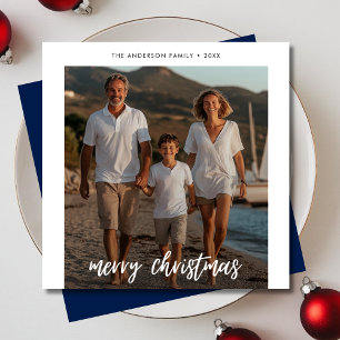 Elegante Blauwe Strand Mariene Nautilus Kerst Foto Feestdagenkaart