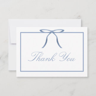 Elegante Blauwe Strik Baby Shower Bedankkaart