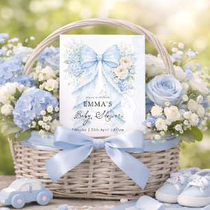 Elegante Blauwe Strik Bloemenkraam Kaart