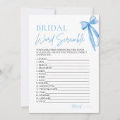 Elegante Blauwe Strik Bruids Woordzoekspel Game Kaart (Voorkant)