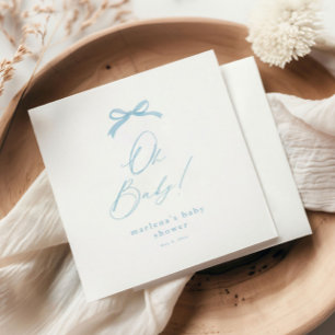 Elegante Blauwe Strik Jongens Baby Borrel Servet
