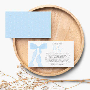 Elegante blauwe strikboeken voor baby baby shower informatiekaartje