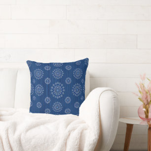 Elegante blauwe Sunmica textuur met bloemenpatroon Kussen
