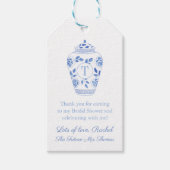 Elegante Blauwe Toekomst Mrs Monogram Bruidsdouche Cadeaulabel (Voorkant)