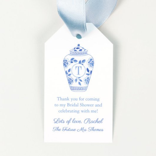 Elegante Blauwe Toekomst Mrs Monogram Bruidsmeisje Cadeaulabel