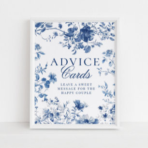 Elegante blauwe toile chinoiserie advieskaarten bo poster