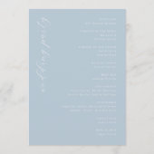 Elegante Blauwe Trouwceremonie Programma (Achterkant)