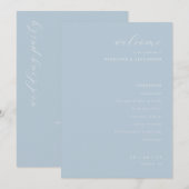 Elegante Blauwe Trouwceremonie Programma (Voorkant / Achterkant)