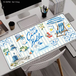 Elegante Blauwe Turquoise Siciliaanse Citrus Colla Bureaumat
