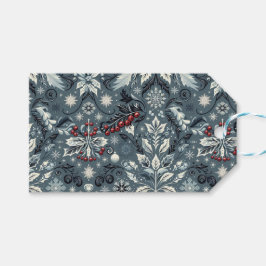 Elegante blauwe vakantielijn en sneeuwvlok cadeaulabel