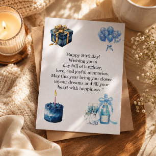 Elegante blauwe verjaardagskaart voor haar Luxe Briefkaart