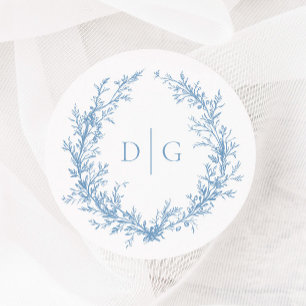 Elegante Blauwe Victoriaans Kreeft bruiloft Ronde Sticker