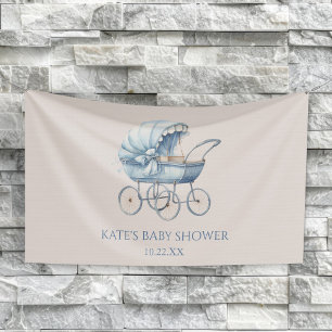 Elegante blauwe vintage babykoets babyshower spandoek